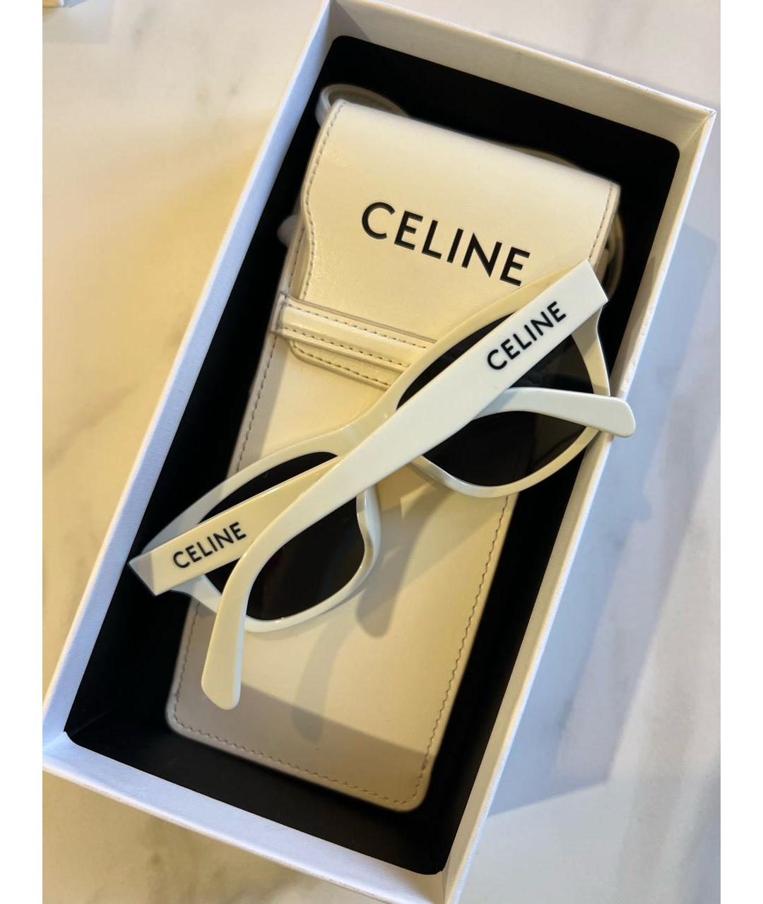 CELINE Белые пластиковые солнцезащитные очки, фото 4