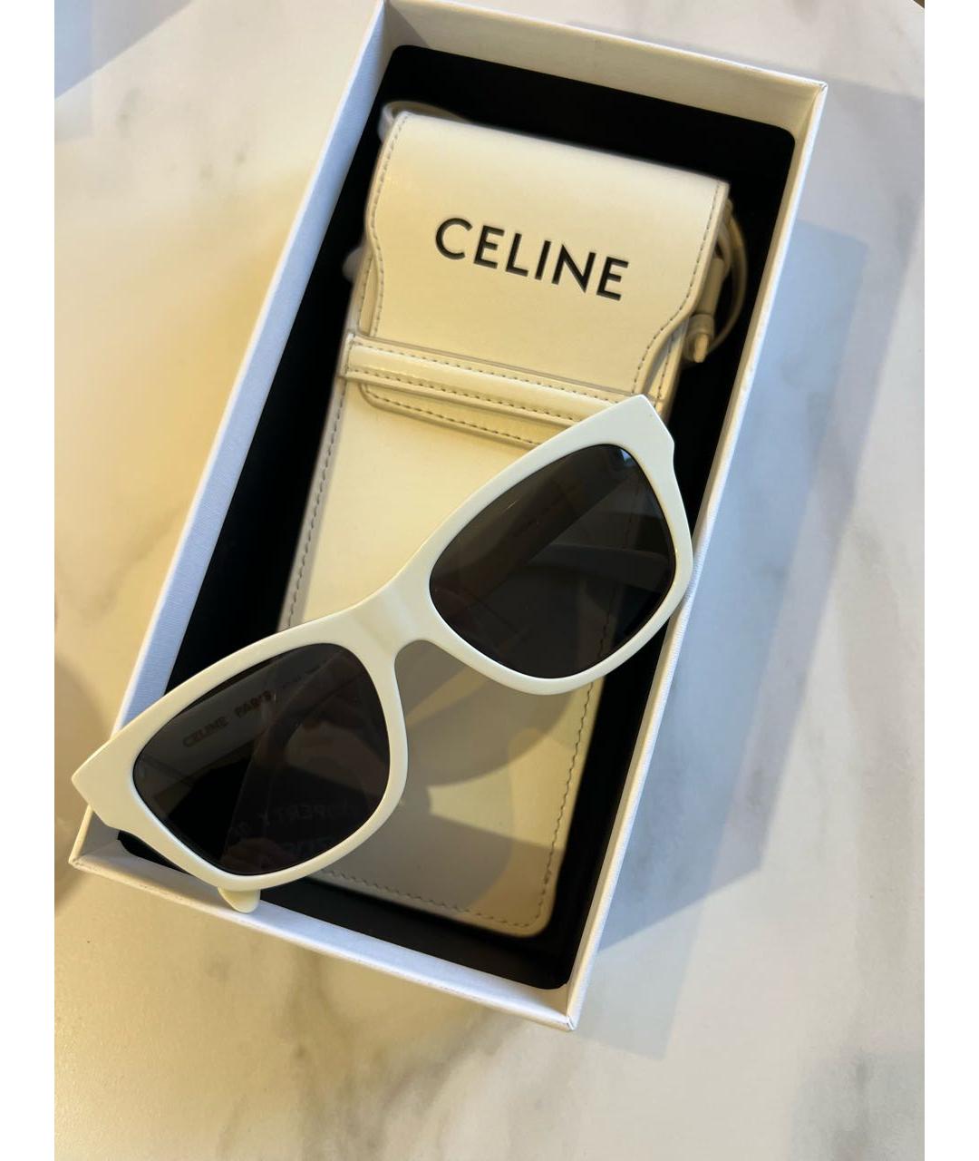 CELINE Белые пластиковые солнцезащитные очки, фото 3