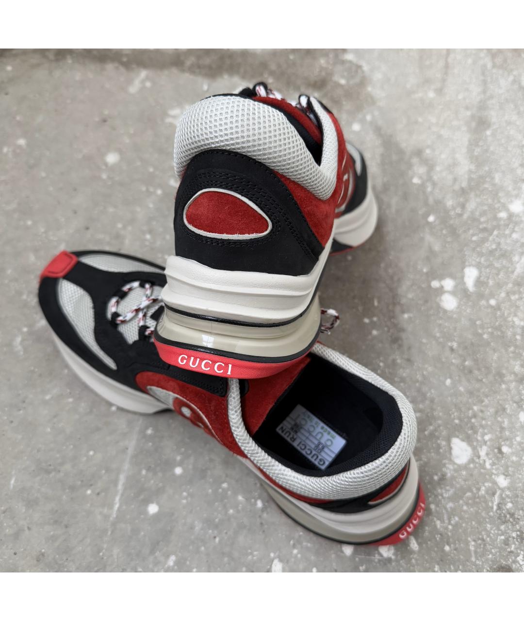 GUCCI Красные замшевые низкие кроссовки / кеды, фото 4