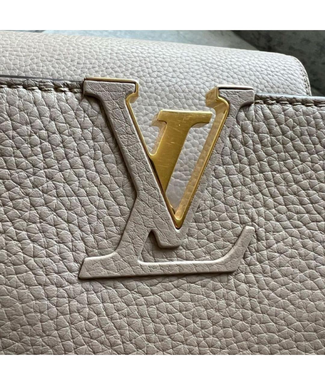 LOUIS VUITTON Бежевая кожаная сумка с короткими ручками, фото 4