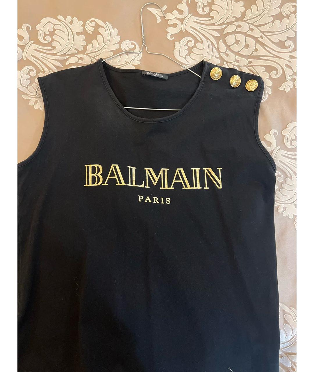 BALMAIN Черная хлопковая майка, фото 3