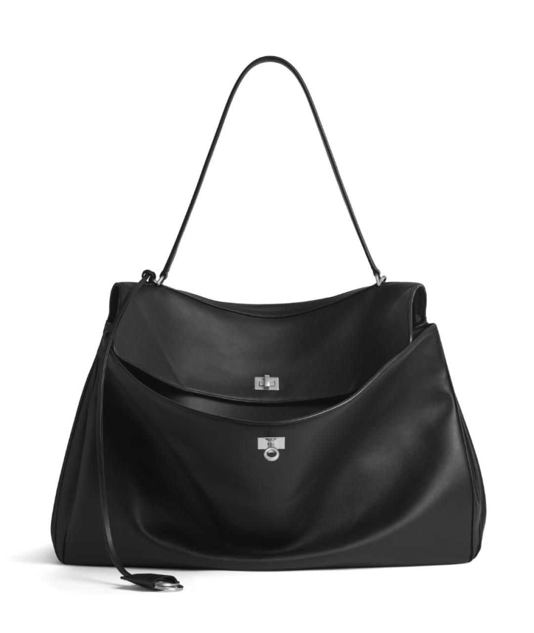 BALENCIAGA Черная кожаная сумка тоут, фото 1