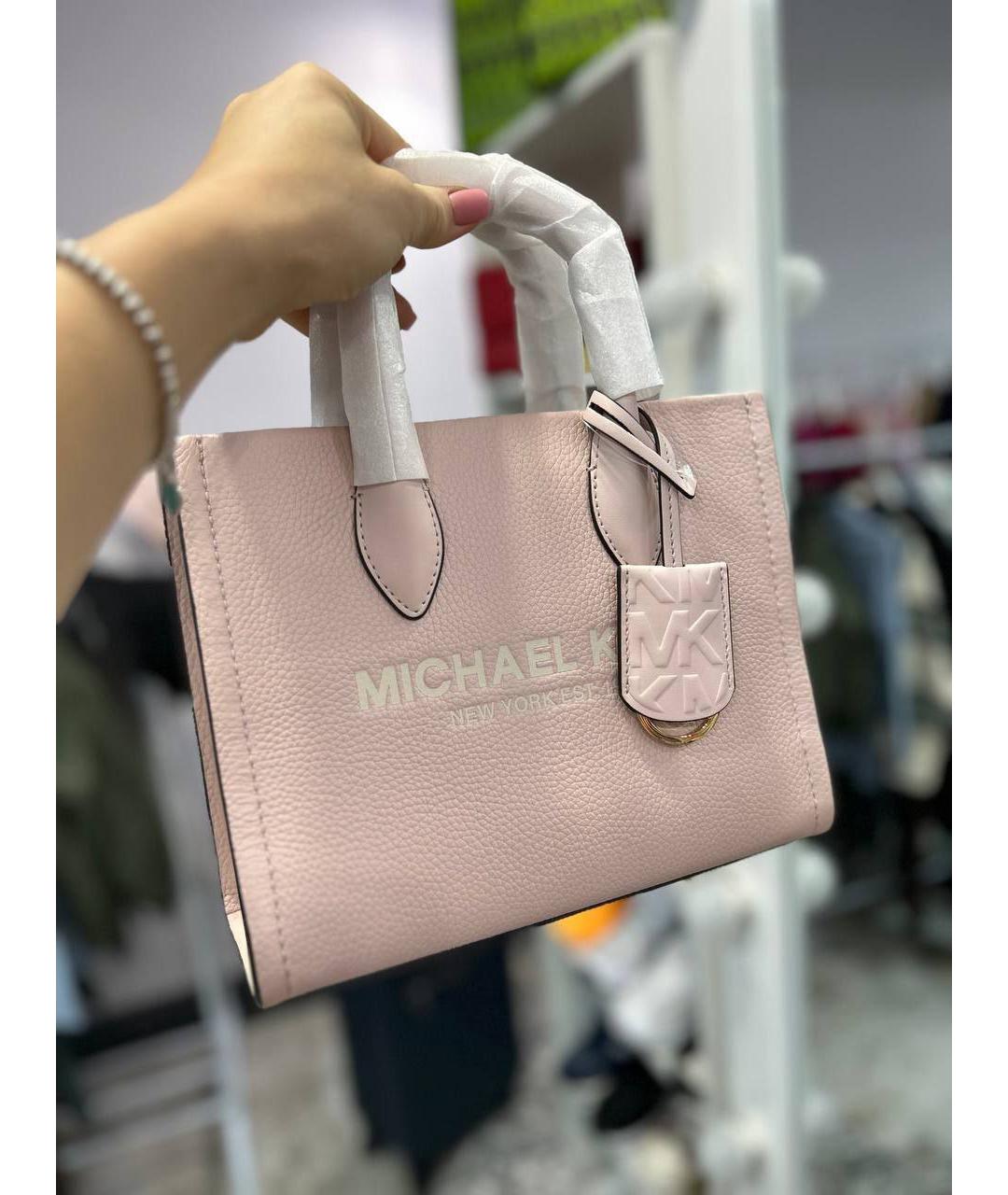 MICHAEL KORS Розовая кожаная сумка с короткими ручками, фото 3