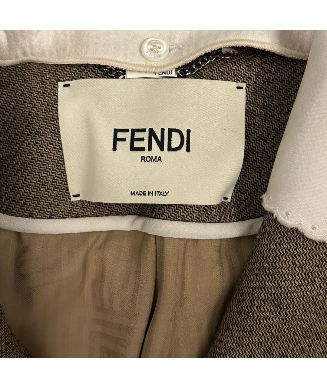 FENDI Коричневое шерстяное пальто, фото 3