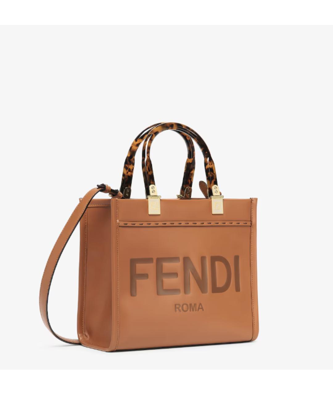 FENDI Коричневая кожаная сумка тоут, фото 2