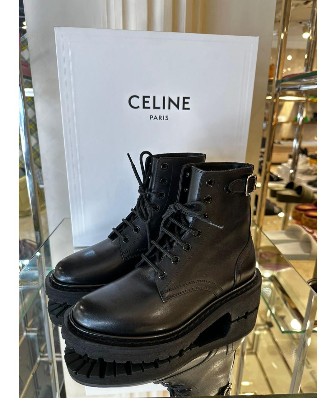 CELINE Черные кожаные ботинки, фото 2