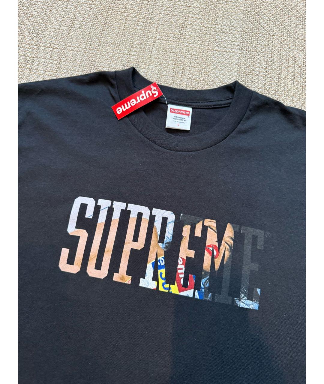 SUPREME Черная футболка, фото 3