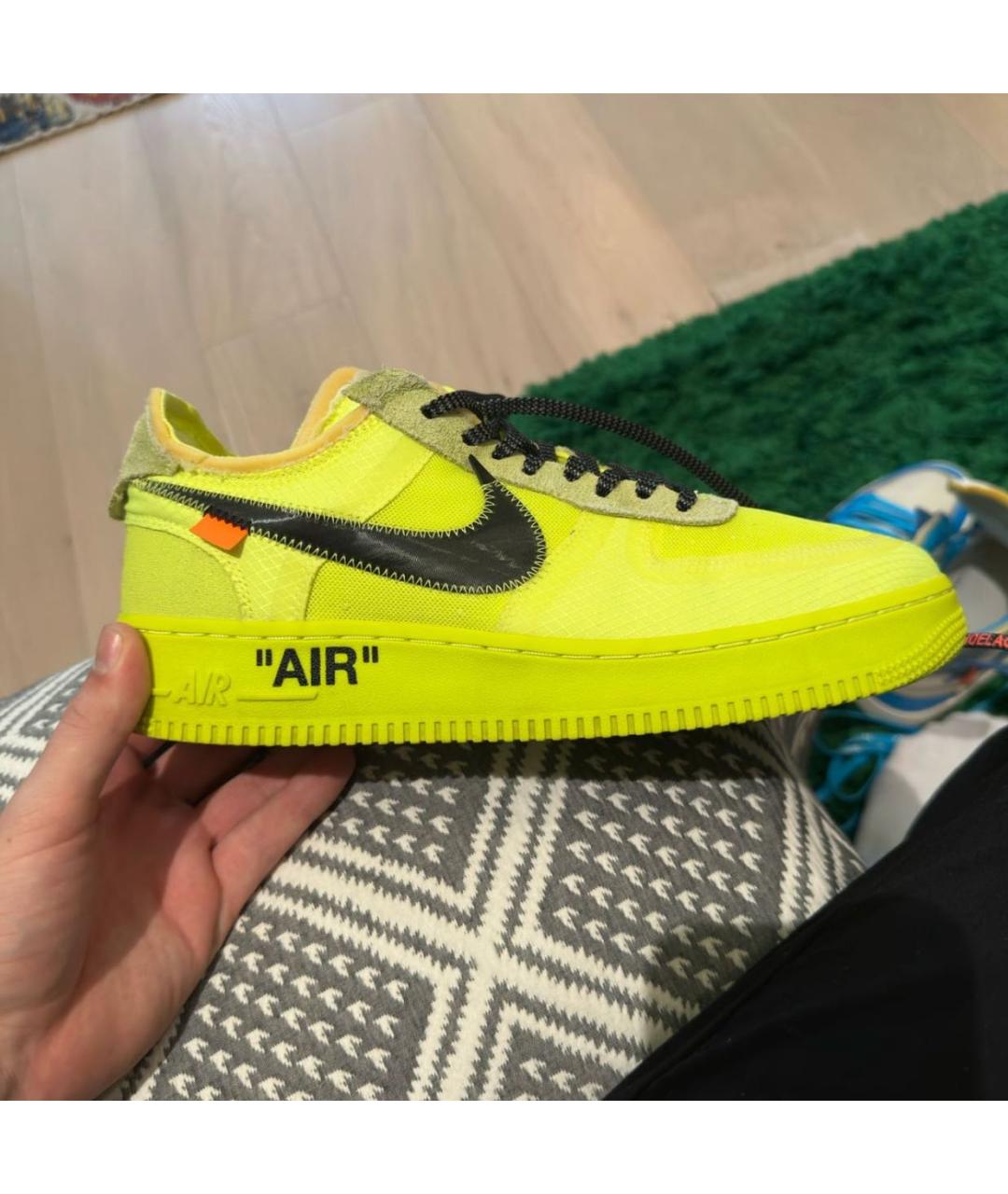 NIKE X OFF-WHITE Салатовые замшевые низкие кроссовки / кеды, фото 8