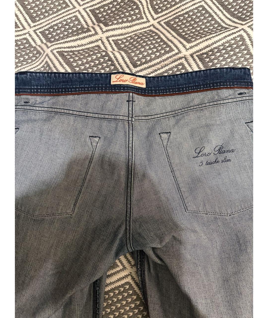 LORO PIANA Темно-синие хлопковые джинсы скинни, фото 3