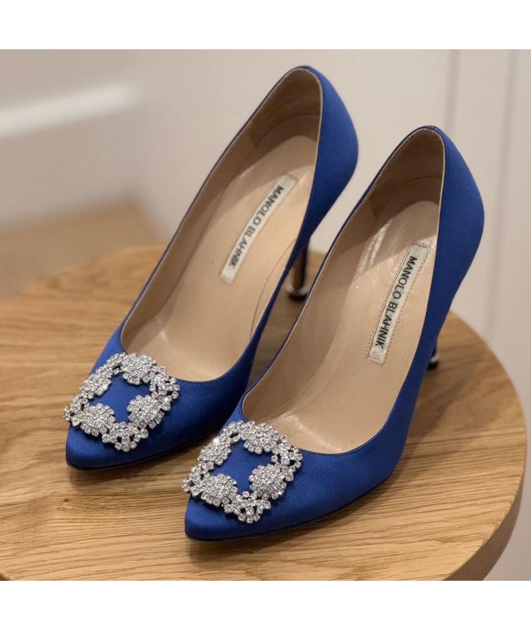 MANOLO BLAHNIK Синие текстильные туфли, фото 3