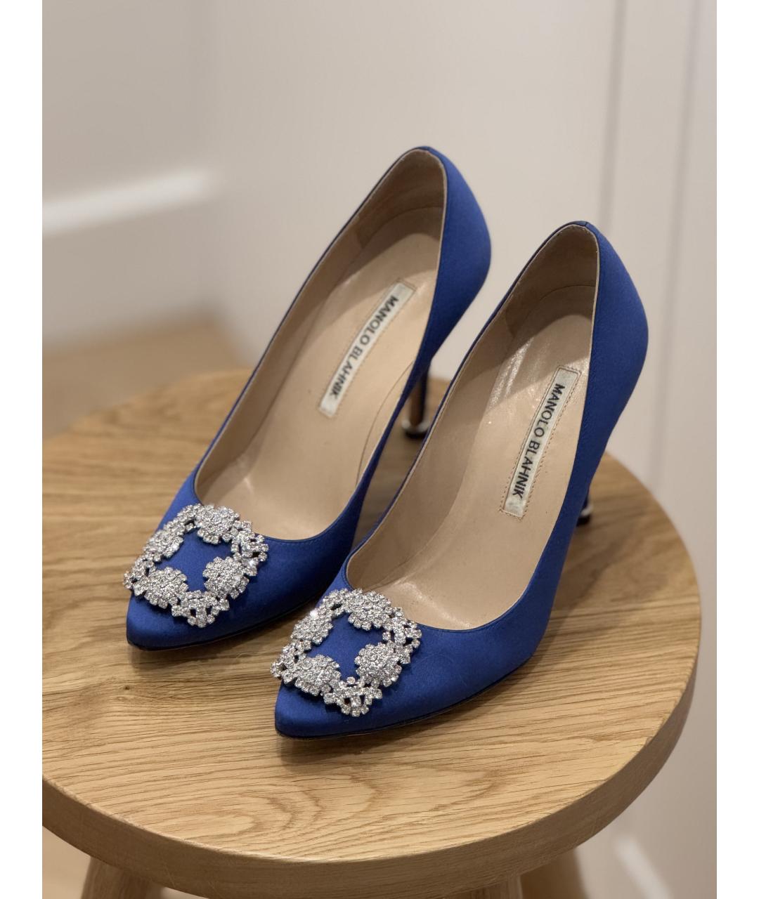 MANOLO BLAHNIK Синие текстильные туфли, фото 2