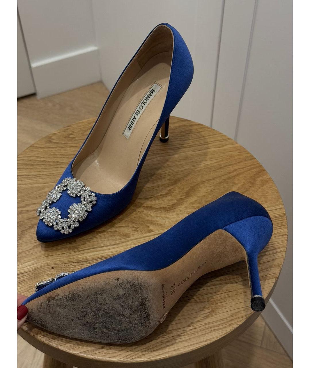 MANOLO BLAHNIK Синие текстильные туфли, фото 4