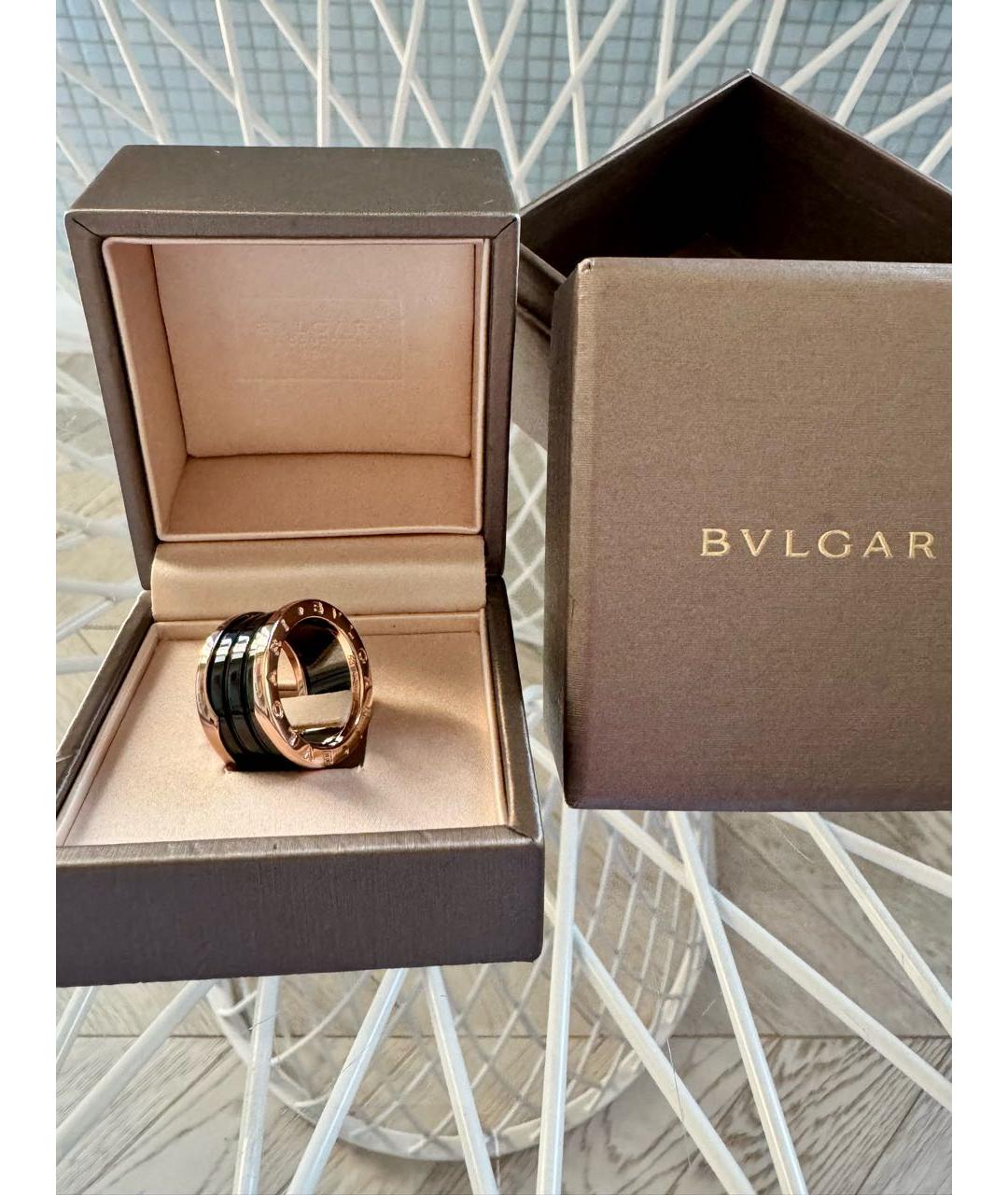 BVLGARI Черное кольцо из розового золота, фото 4