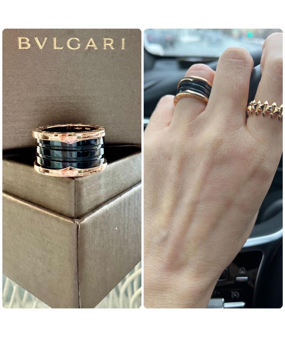 BVLGARI Черное кольцо из розового золота, фото 2