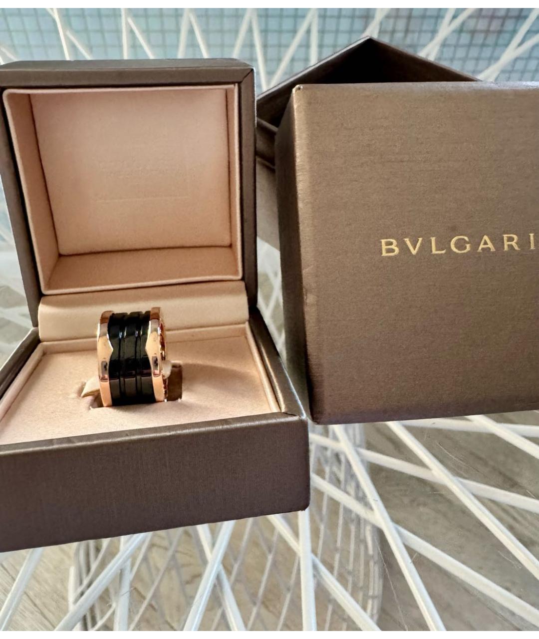 BVLGARI Черное кольцо из розового золота, фото 7