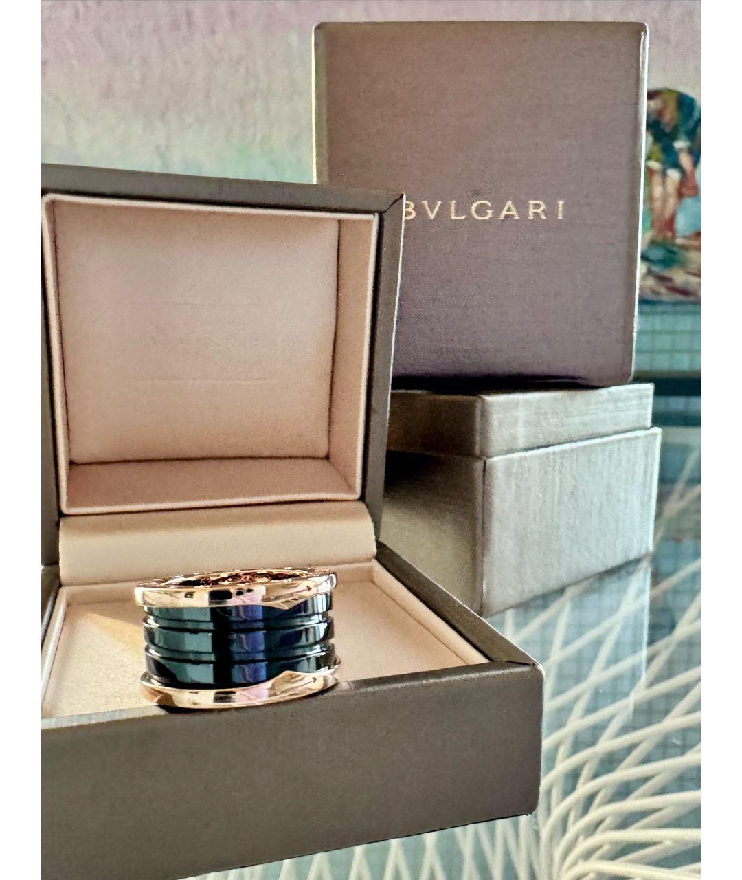 BVLGARI Черное кольцо из розового золота, фото 3