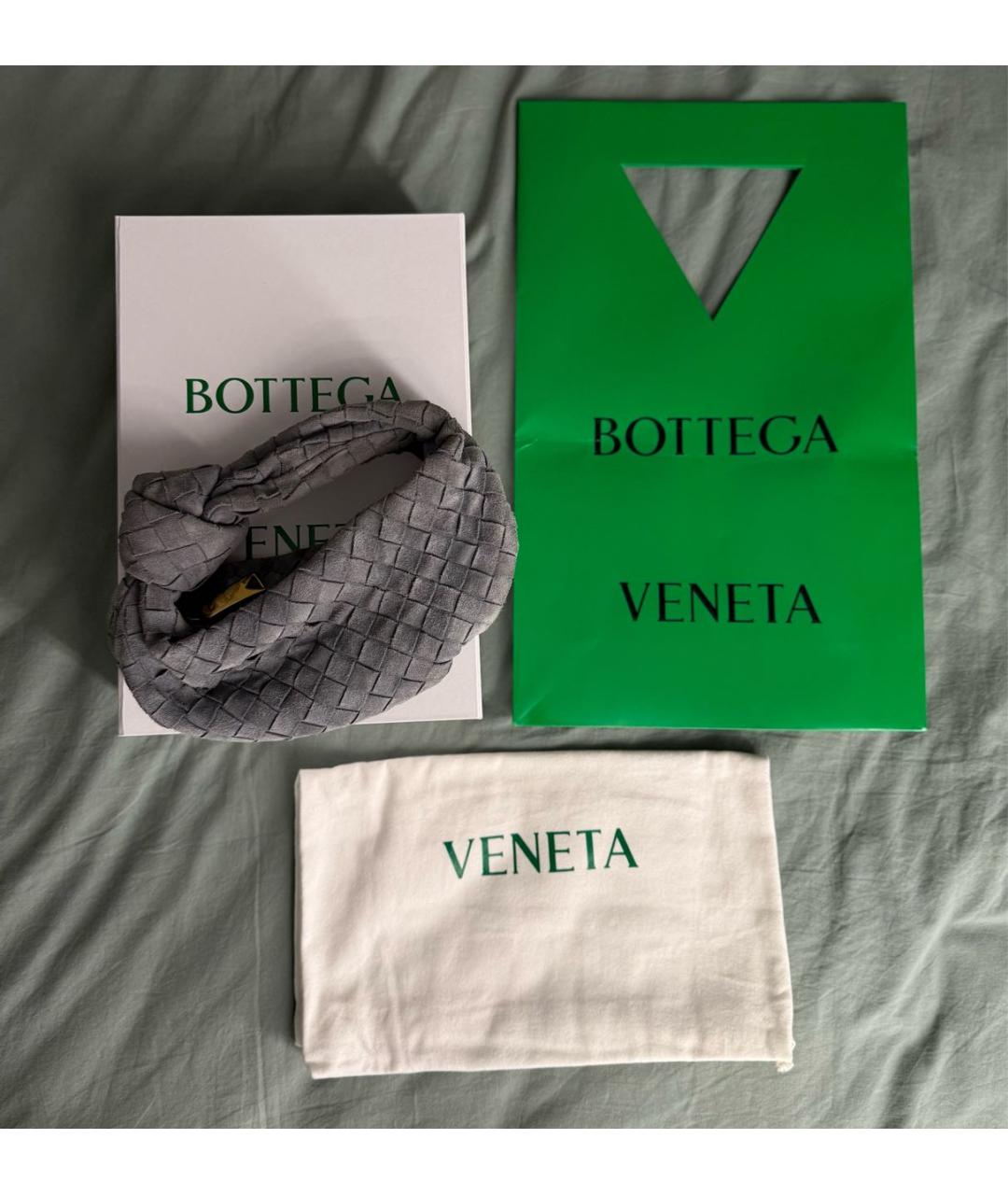 BOTTEGA VENETA Серая замшевая сумка с короткими ручками, фото 5