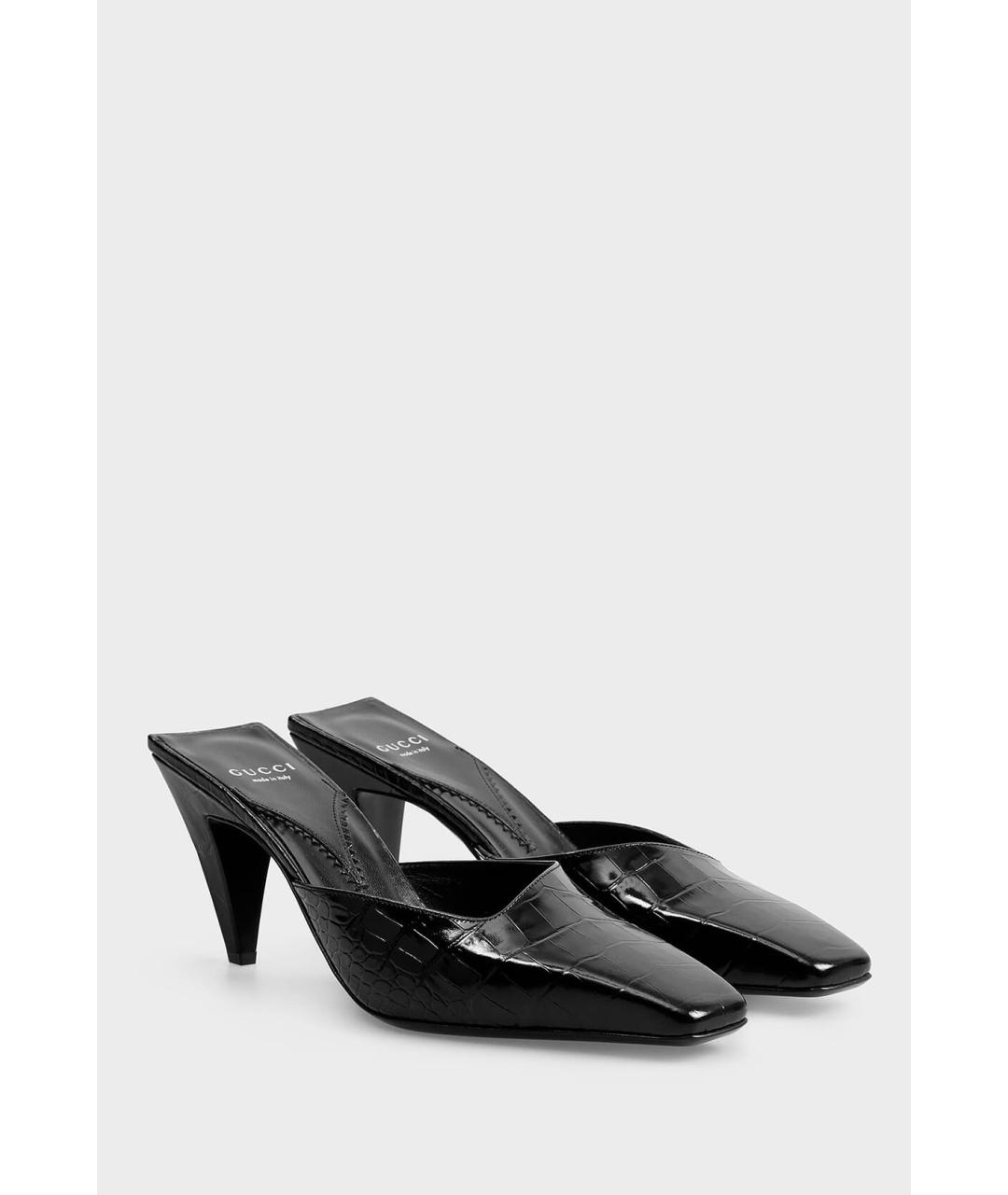 GUCCI Черные кожаные мюли, фото 2