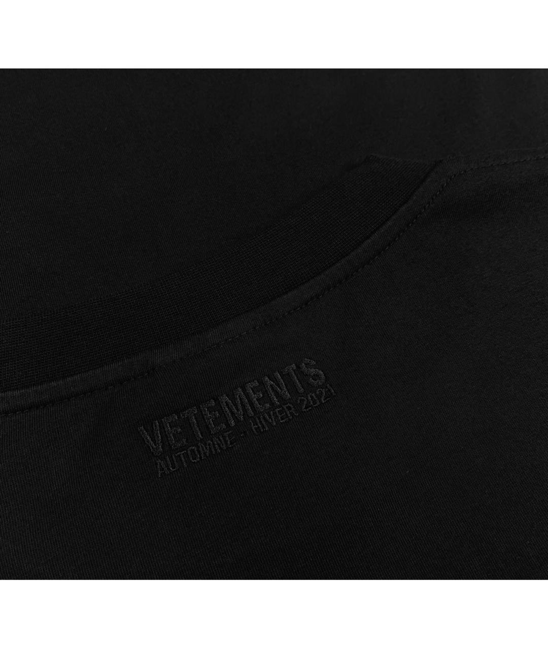 VETEMENTS Черная хлопковая футболка, фото 3