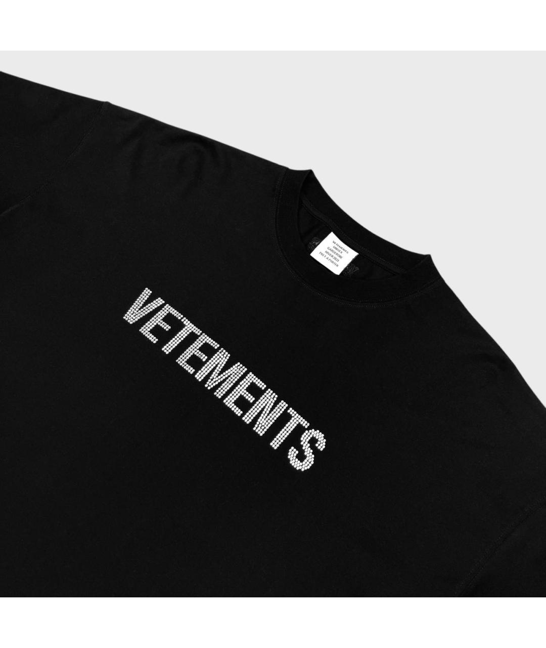 VETEMENTS Черная хлопковая футболка, фото 2