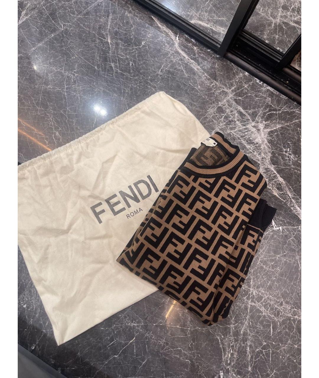 FENDI Коричневая деним футболка, фото 5