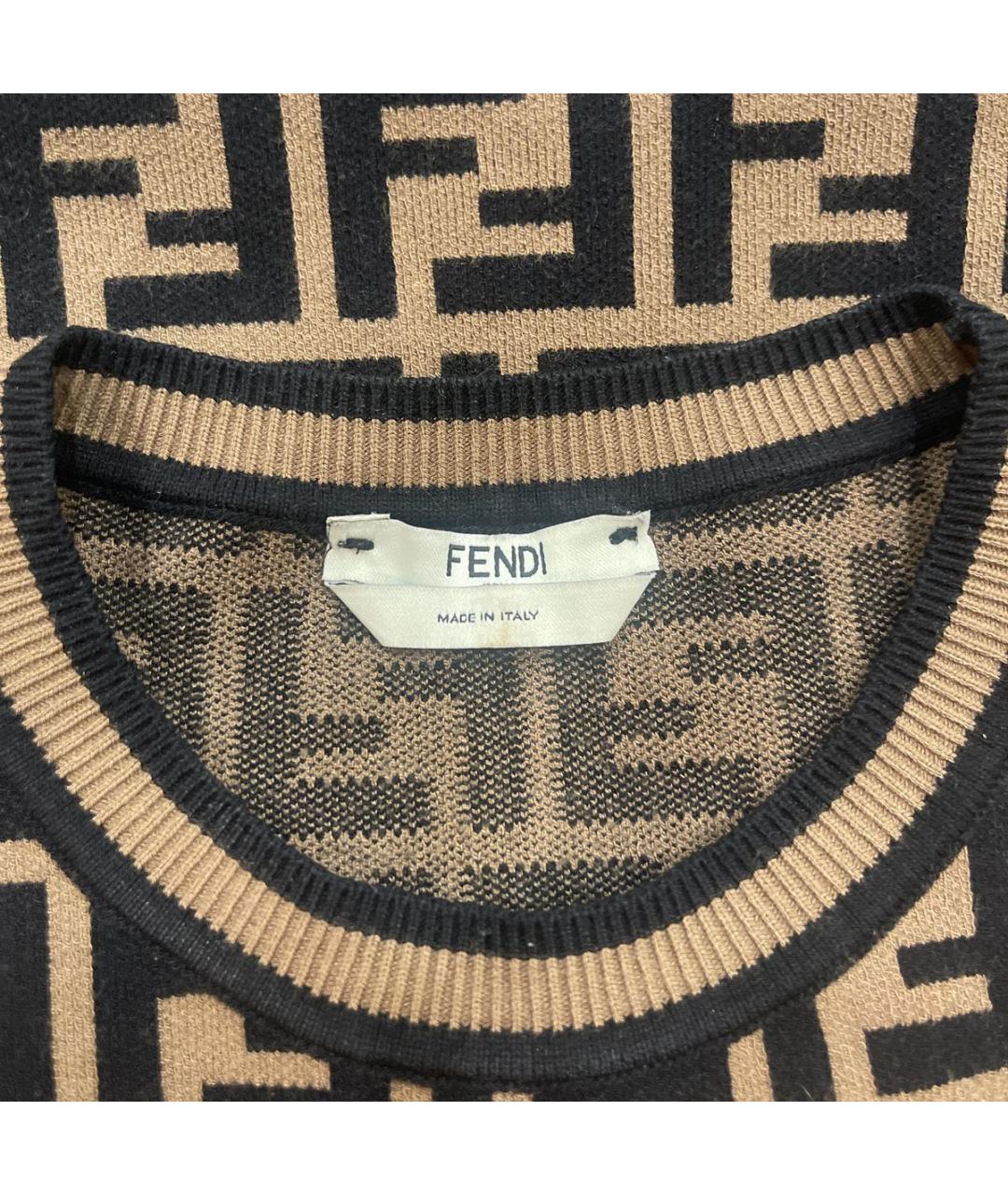 FENDI Коричневая деним футболка, фото 3