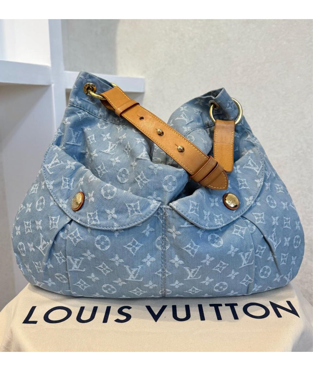 LOUIS VUITTON Голубая деним сумка тоут, фото 5