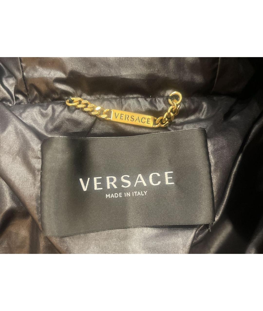 VERSACE Черный пуховик из экзотической кожи, фото 6