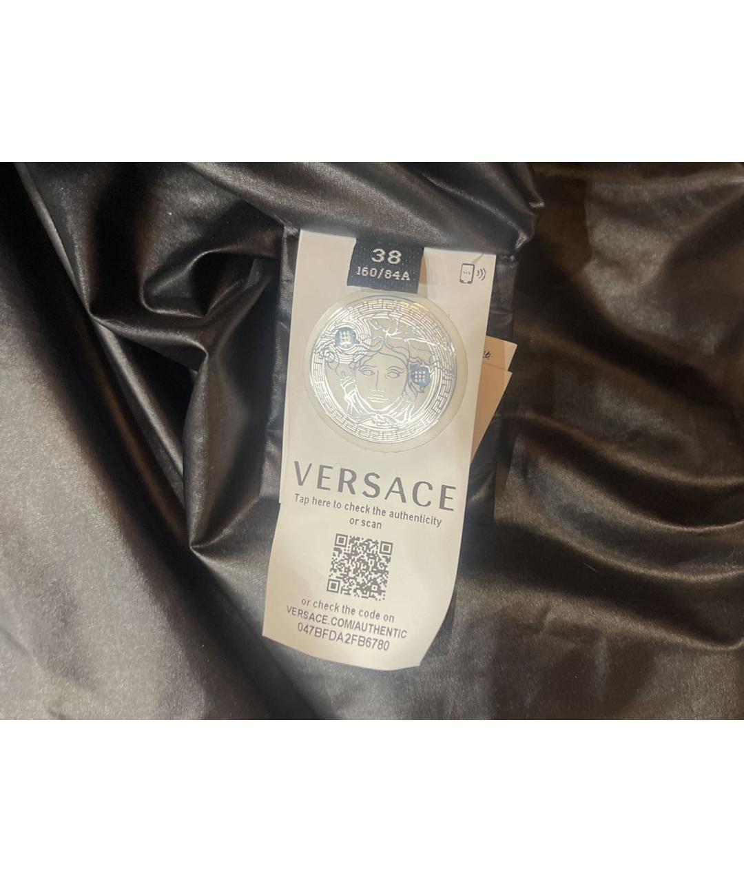 VERSACE Черный пуховик из экзотической кожи, фото 7