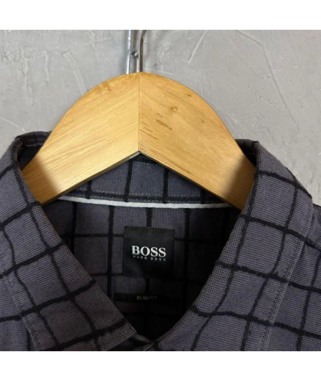 HUGO BOSS Антрацитовая хлопковая классическая рубашка, фото 5