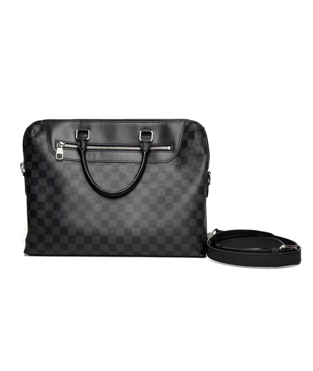 LOUIS VUITTON Черный кожаный портфель, фото 2