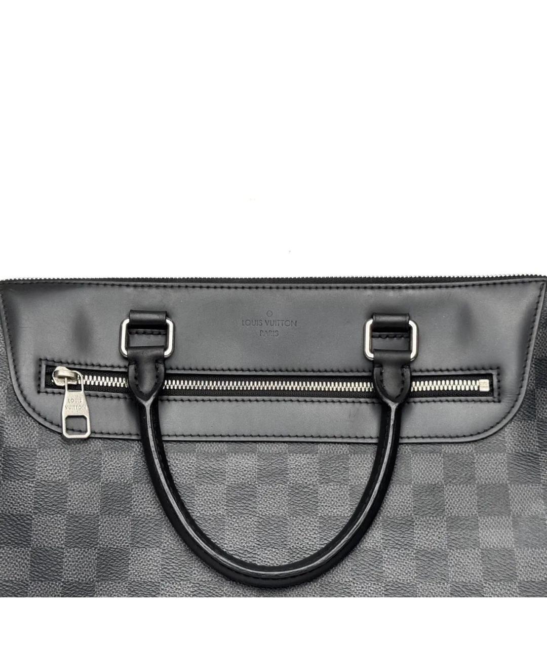 LOUIS VUITTON Черный кожаный портфель, фото 8