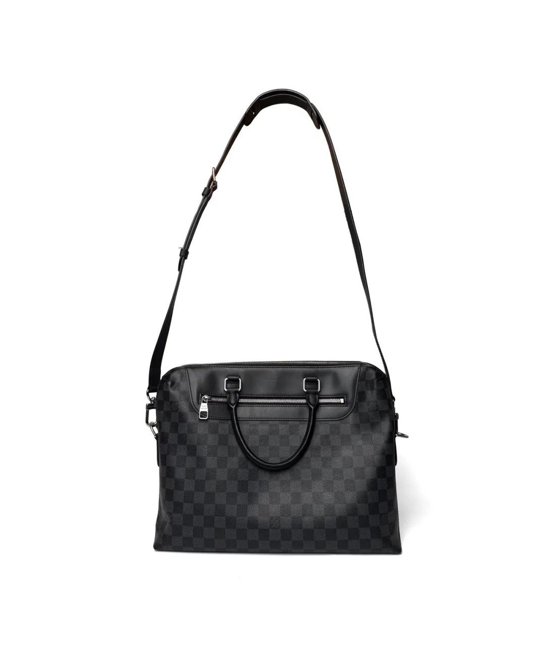 LOUIS VUITTON Черный кожаный портфель, фото 3