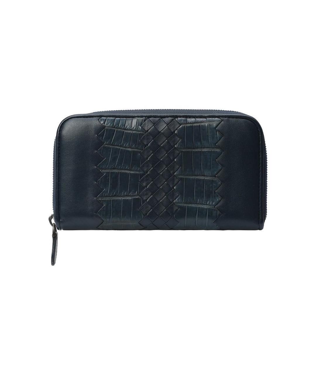 BOTTEGA VENETA Темно-синий кожаный кошелек, фото 1
