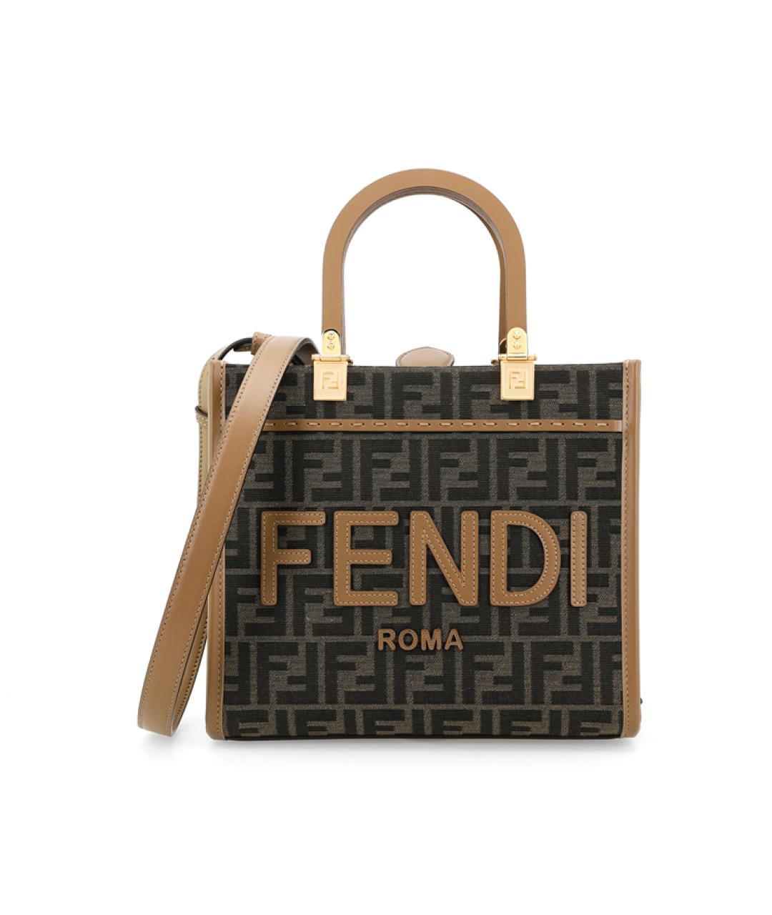 FENDI Коричневая тканевая сумка через плечо, фото 1