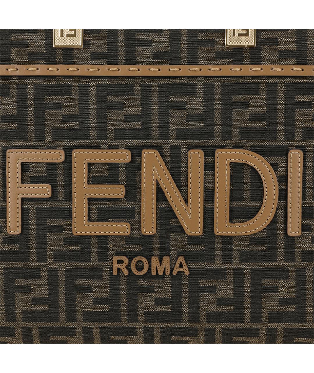 FENDI Коричневая тканевая сумка через плечо, фото 7