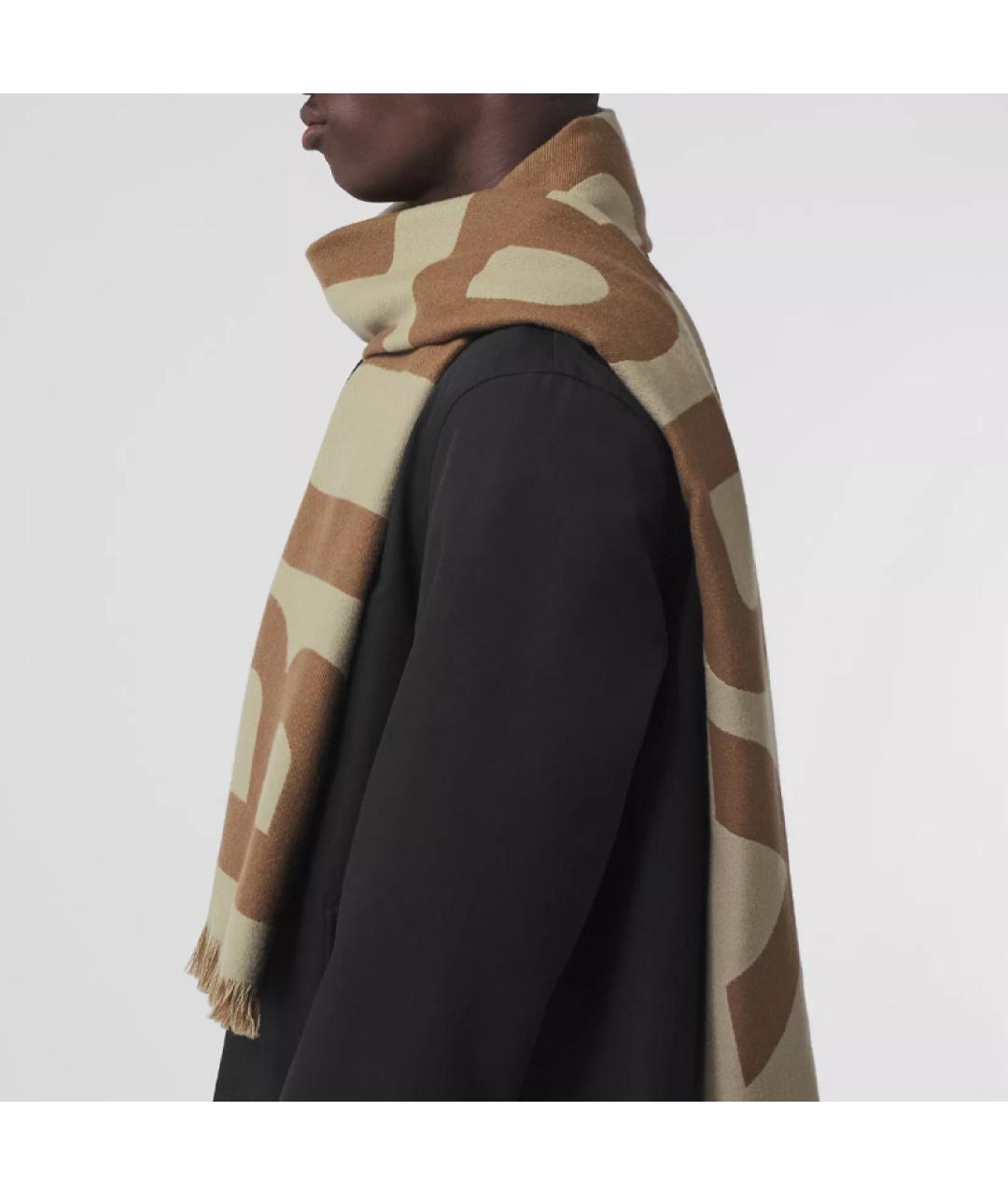 BURBERRY Коричневый шерстяной шарф, фото 3