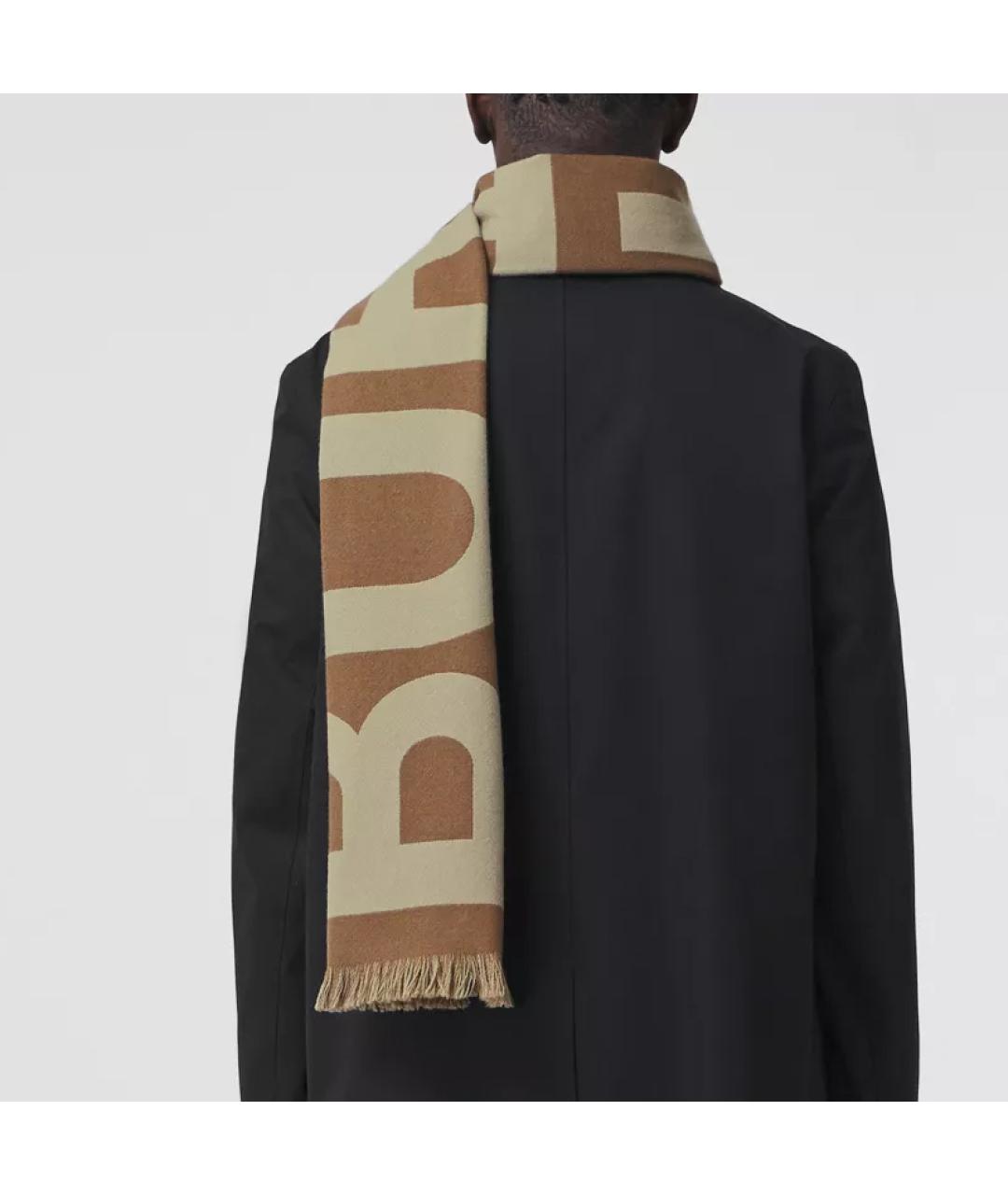 BURBERRY Коричневый шерстяной шарф, фото 4
