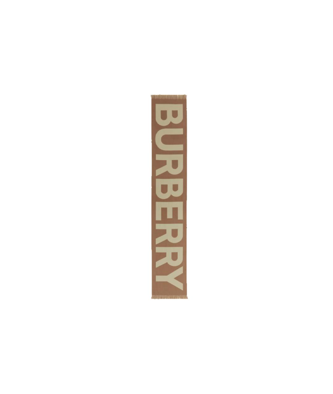 BURBERRY Коричневый шерстяной шарф, фото 2