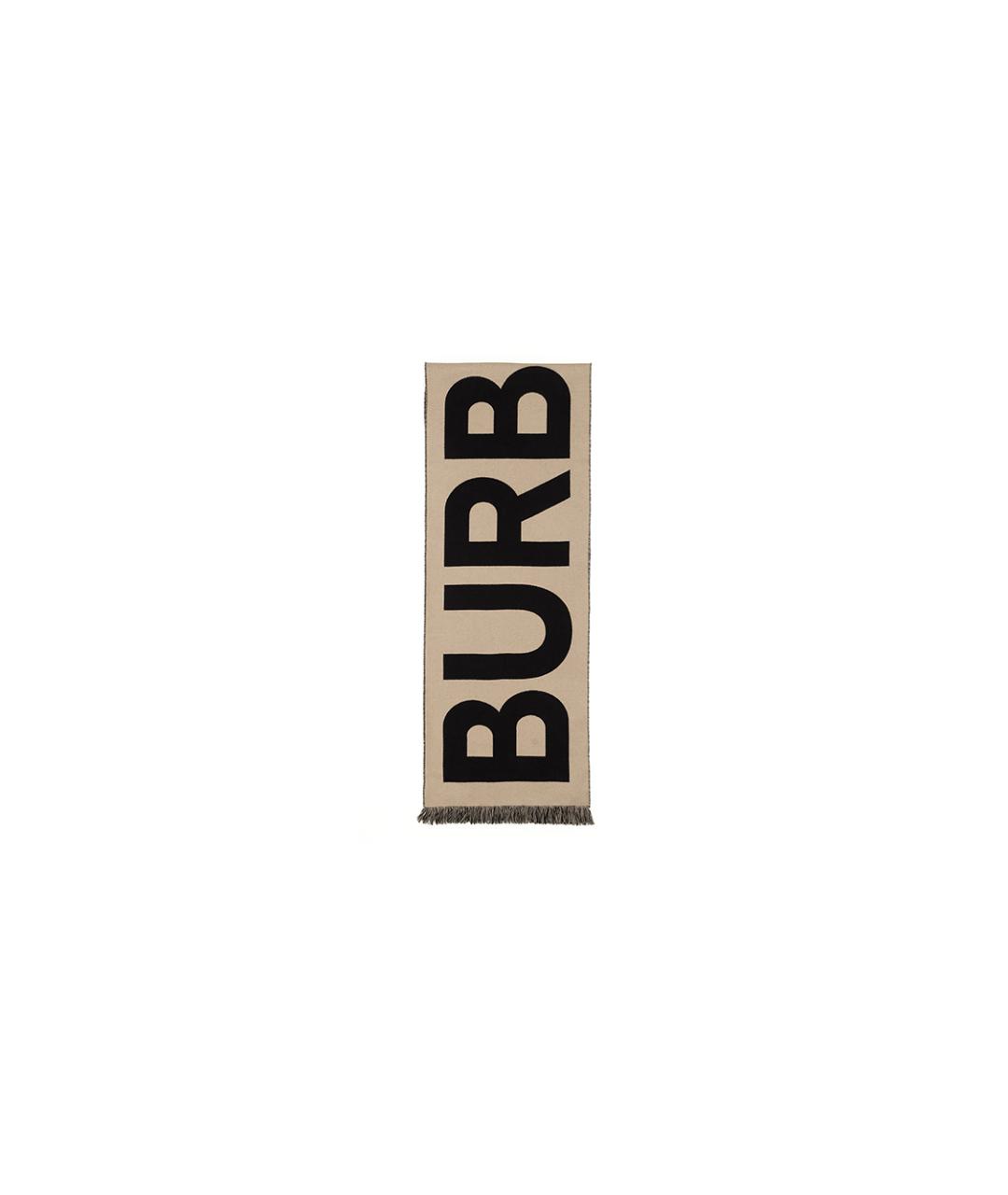 BURBERRY Бежевый шерстяной шарф, фото 3