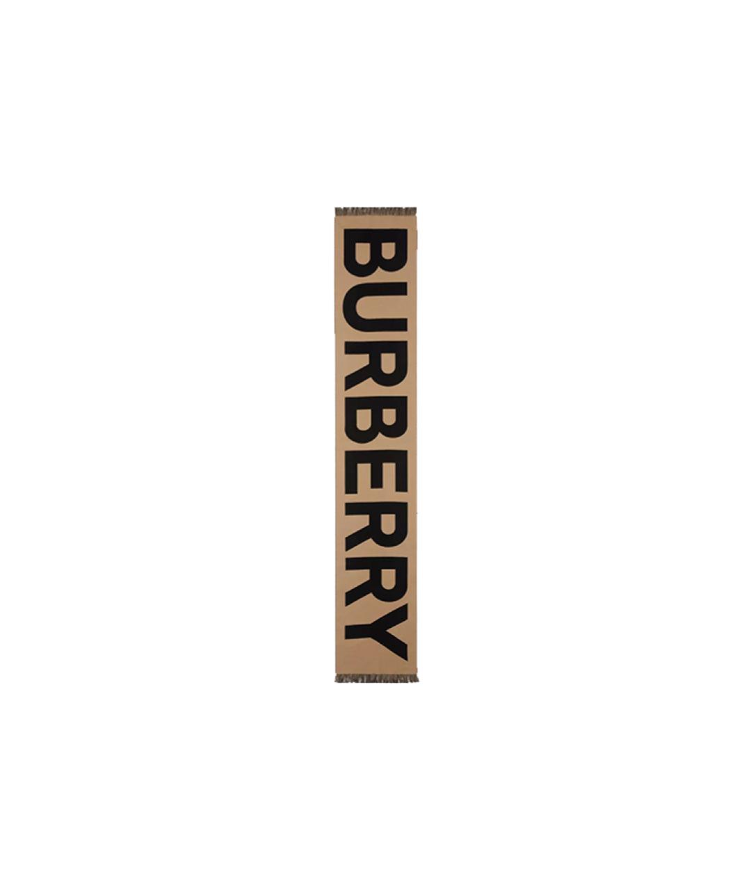 BURBERRY Бежевый шерстяной шарф, фото 2