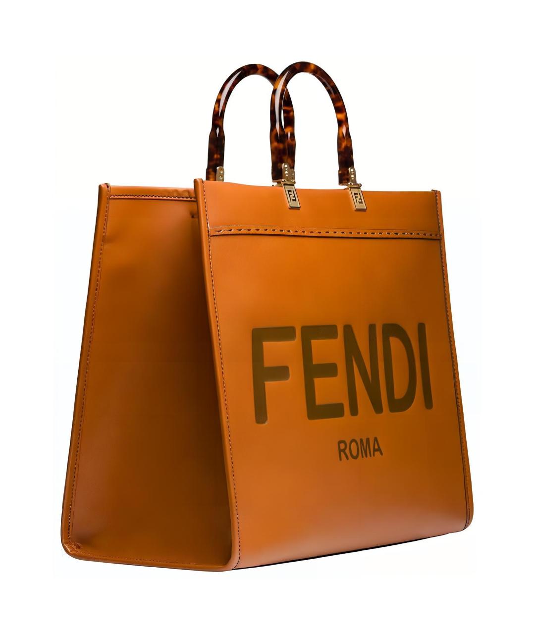 FENDI Коричневая кожаная сумка через плечо, фото 2