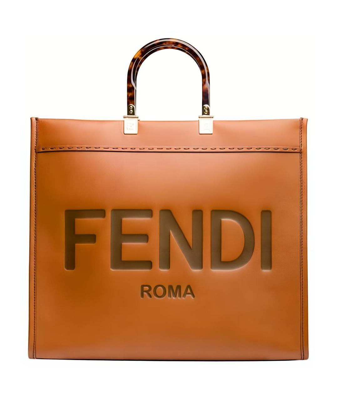 FENDI Коричневая кожаная сумка через плечо, фото 1