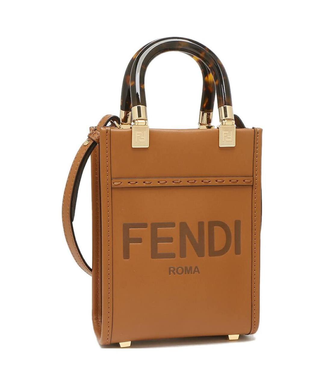 FENDI Коричневая кожаная сумка через плечо, фото 2