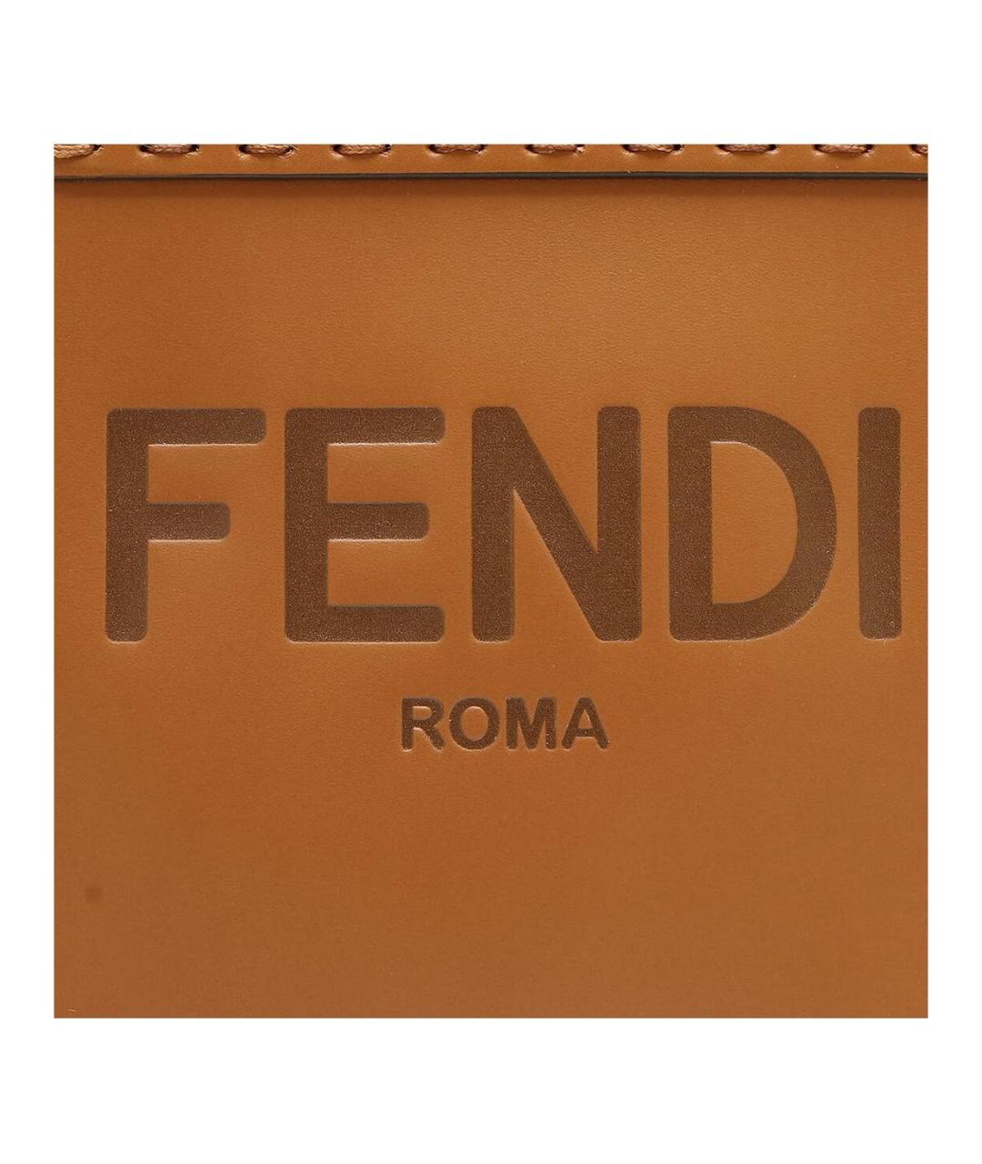 FENDI Коричневая кожаная сумка через плечо, фото 6
