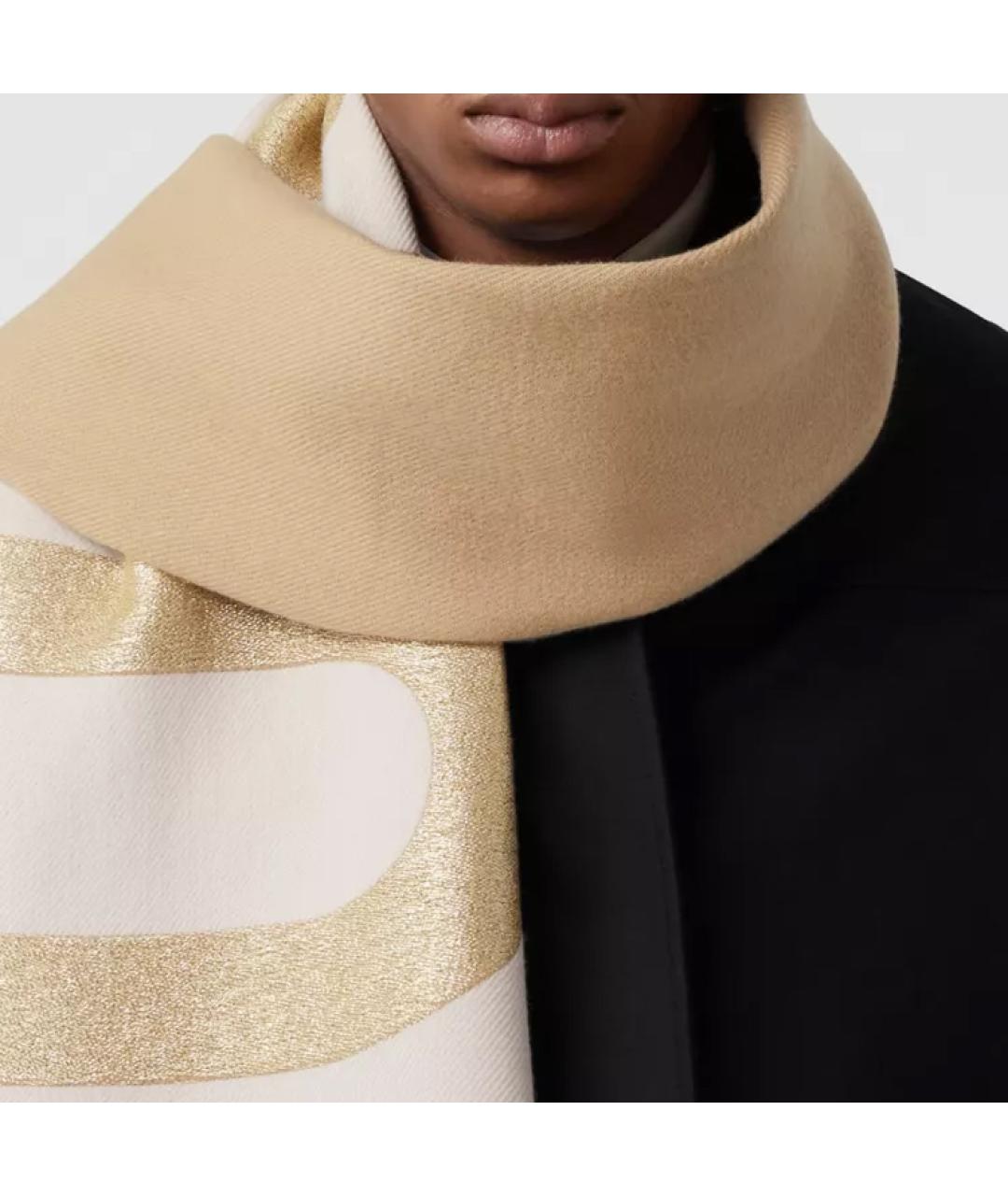 BURBERRY Бежевый шерстяной шарф, фото 4