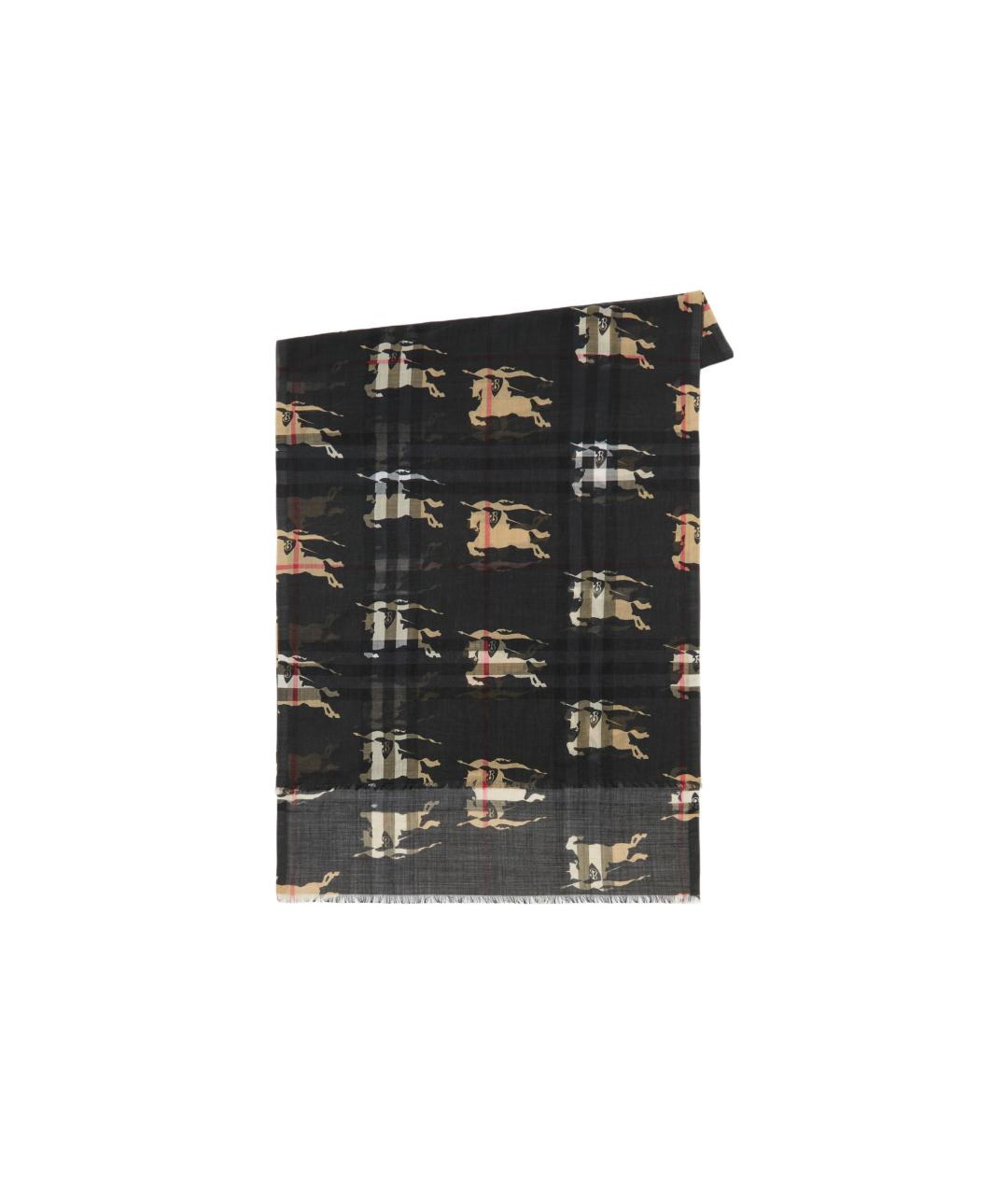 BURBERRY Черный шелковый шарф, фото 2