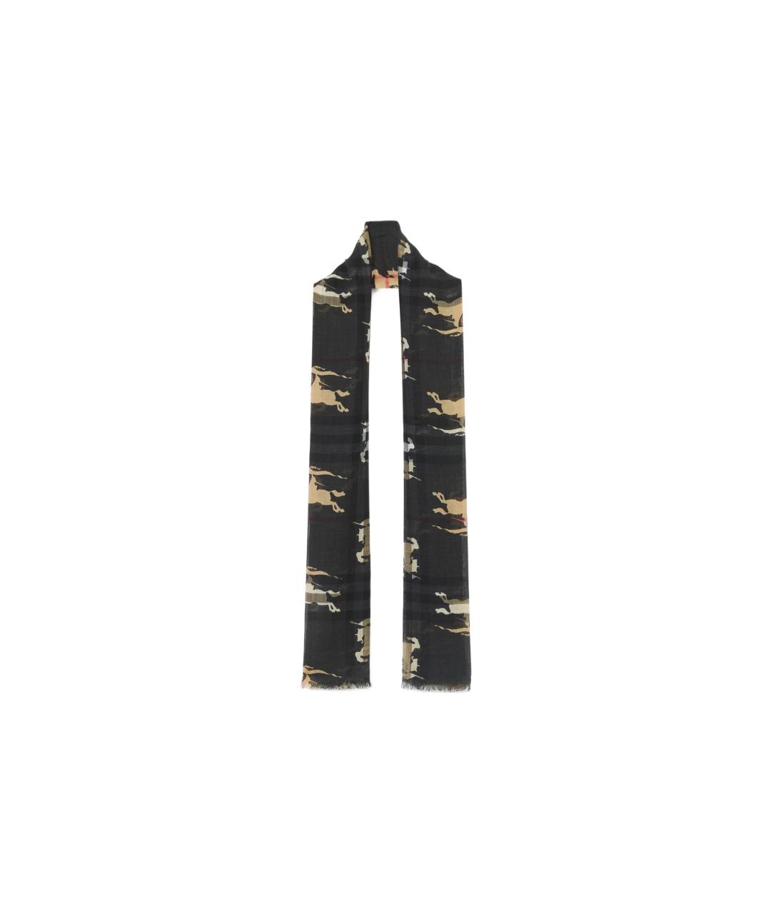 BURBERRY Черный шелковый шарф, фото 1