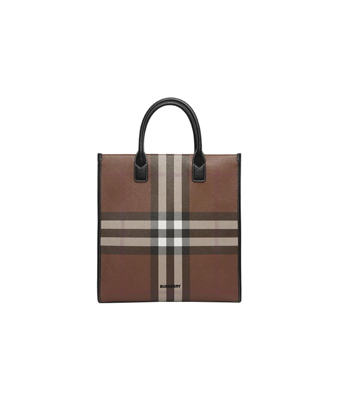 BURBERRY Коричневая кожаная сумка тоут, фото 1