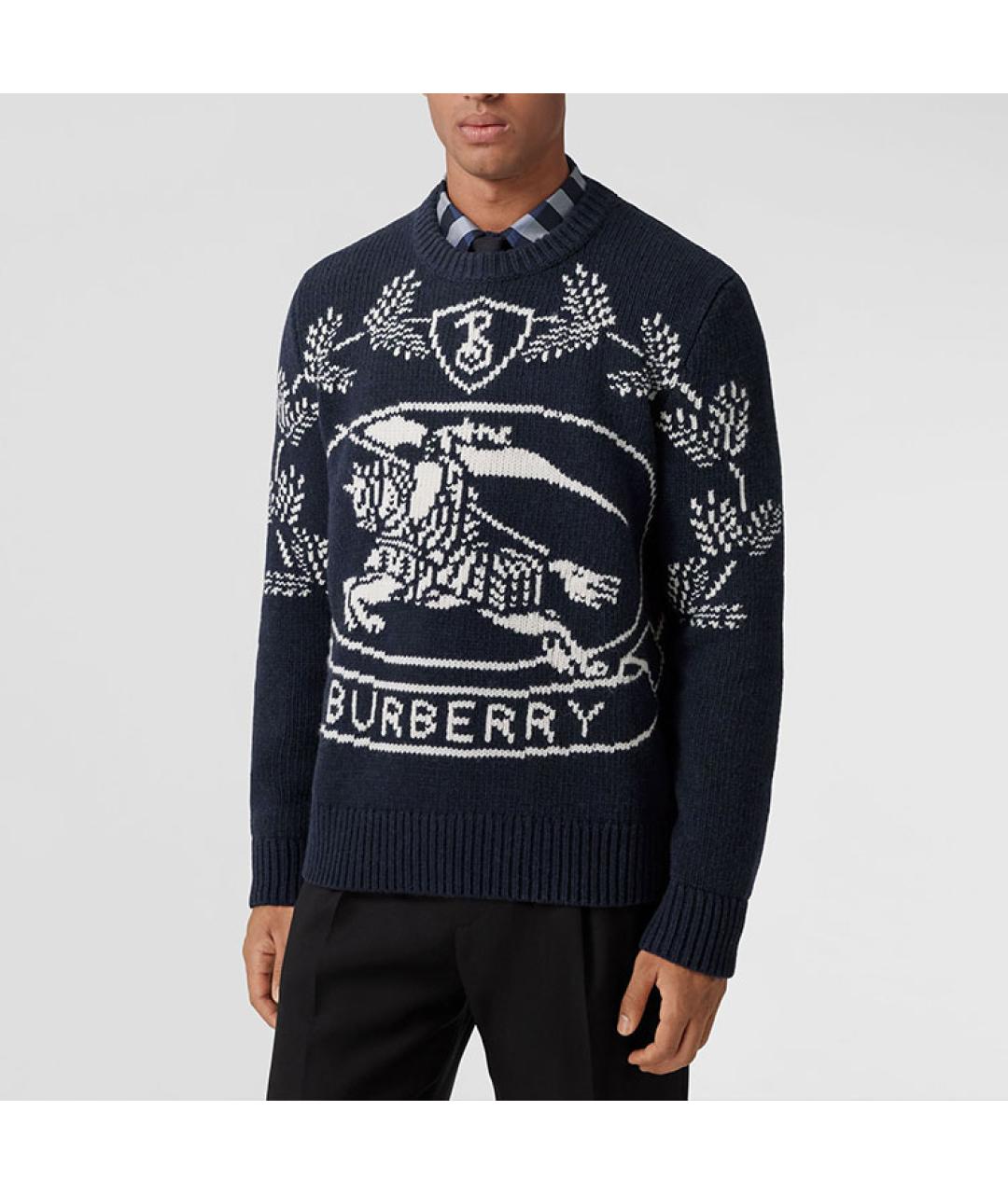 BURBERRY Темно-синий кашемировый джемпер / свитер, фото 3